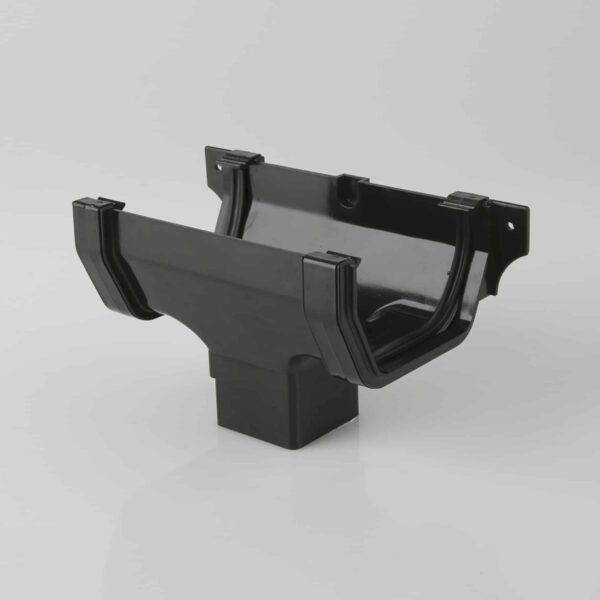 114mm Square Gutter Running Outlet black