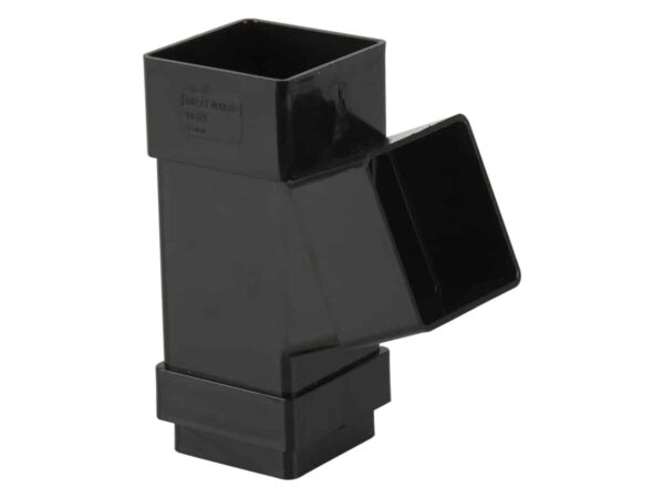 65mm Square Downpipe Branch 112.5 Degrees black