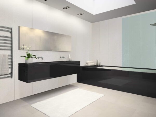 White mosaic bathroom