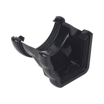 The Floplast Niagara Ogee Gutter to Half Round left hand adapter black